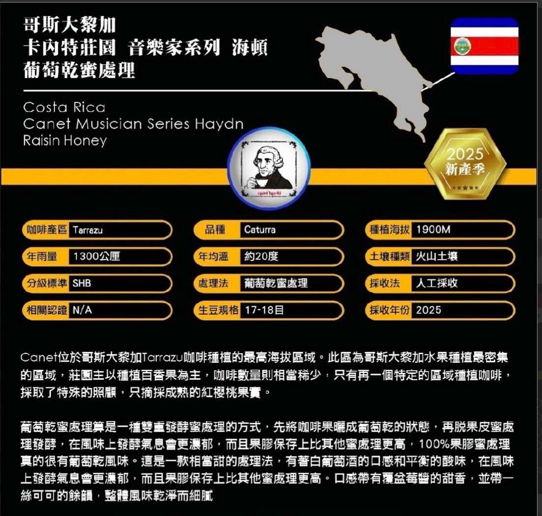 哥斯大黎加 塔拉珠 卡內特莊園 音樂家系列 海頓