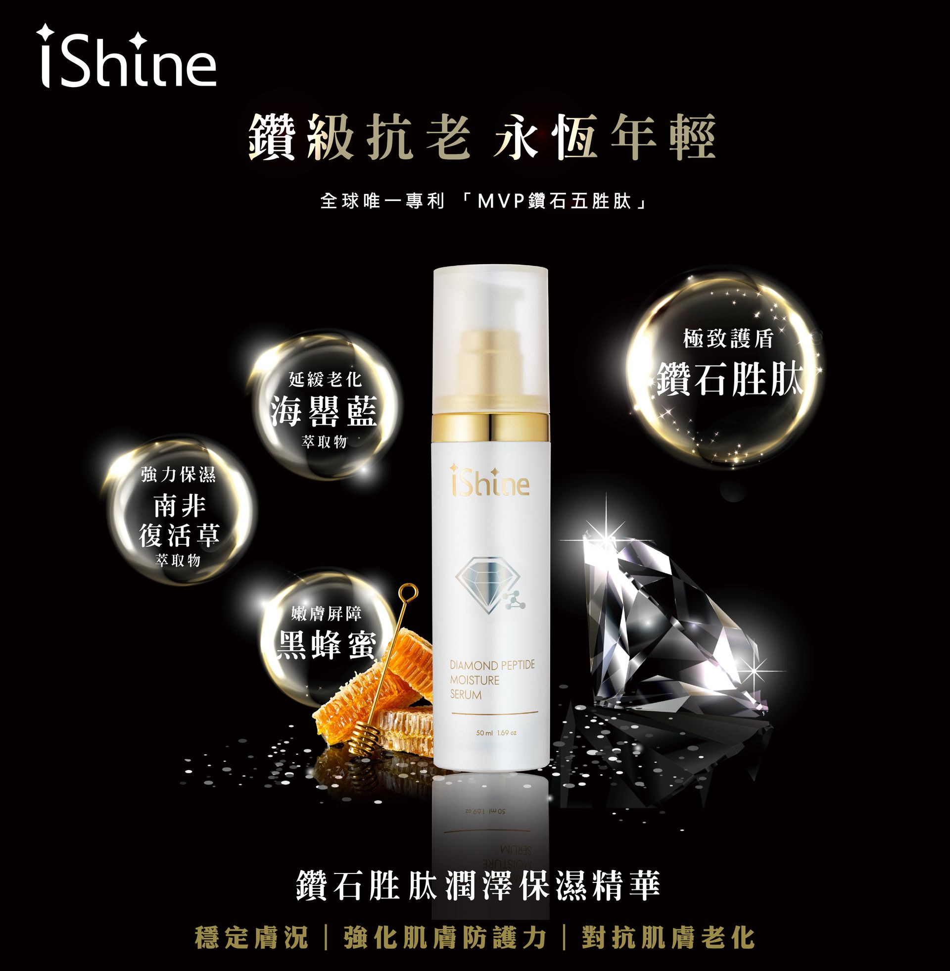 iShine鑽石胜肽潤澤保濕精華 50ml