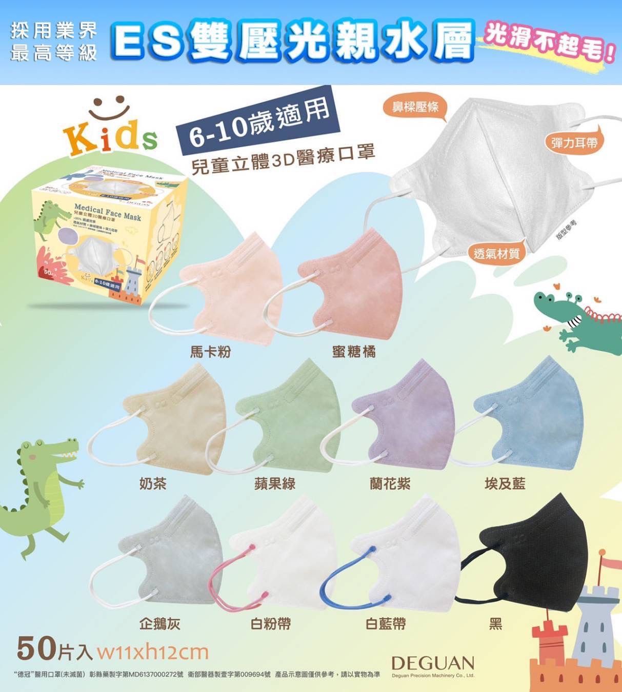 台灣製造~❤️❤️德冠立體3D醫療口罩50入包裝兒童，幼童❤️❤️