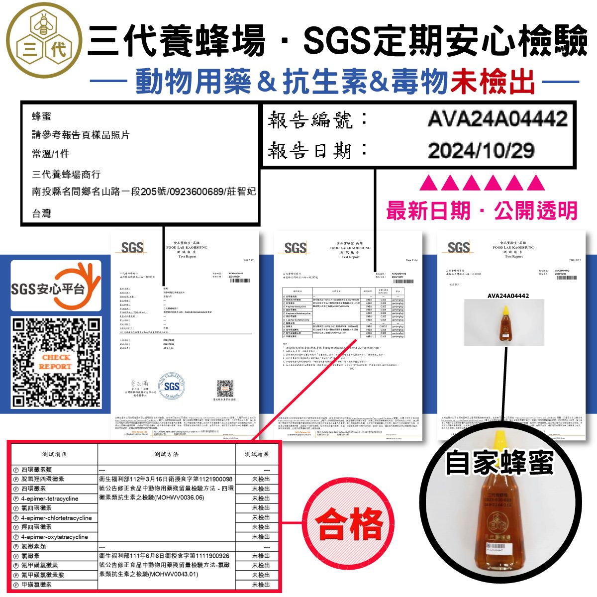 三代養蜂場【多項自主檢驗報告．公開透明】➤2024年持續更新．僅供查看．請勿下單