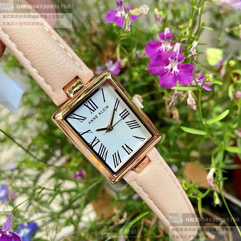AnneKlein手錶，編號AN00508，18mm， 22mm玫瑰金錶殼，粉紅錶帶款
