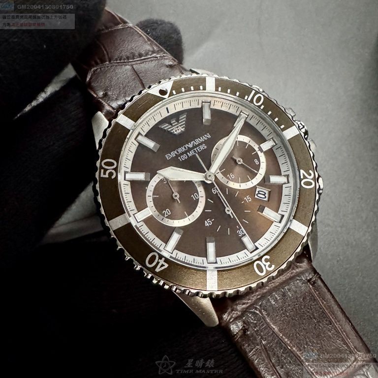 ARMANI手錶，編號AR00082，42mm古銅色錶殼，銀色錶帶款