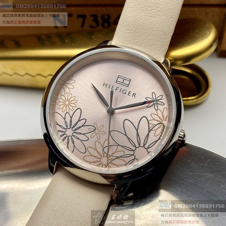 TommyHilfiger手錶，編號TH00036，36mm銀錶殼，米白色錶帶款