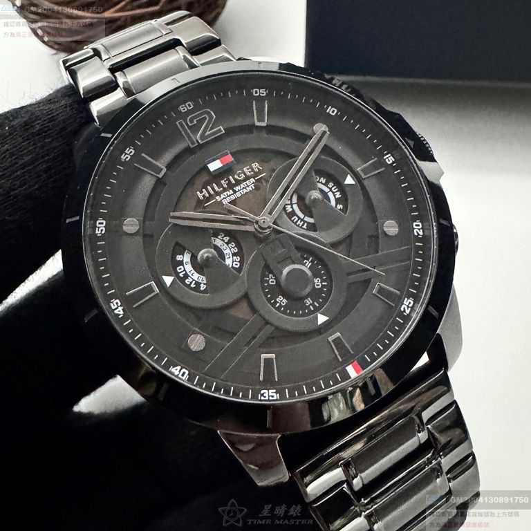 TommyHilfiger手錶，編號TH00065，50mm黑錶殼，深黑色錶帶款