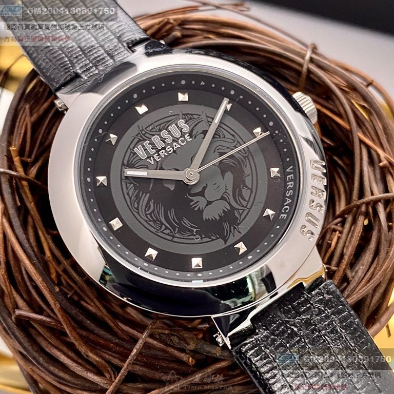 VERSUS VERSACE手錶，編號VV00321，36mm銀錶殼，深黑色錶帶款