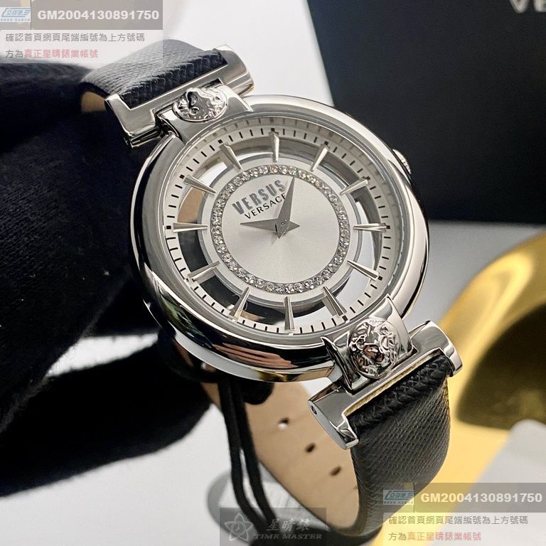 VERSUS VERSACE手錶，編號VV00017，36mm銀錶殼，深黑色錶帶款