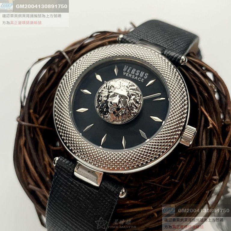 VERSUS VERSACE手錶，編號VV00358，36mm銀錶殼，深黑色錶帶款