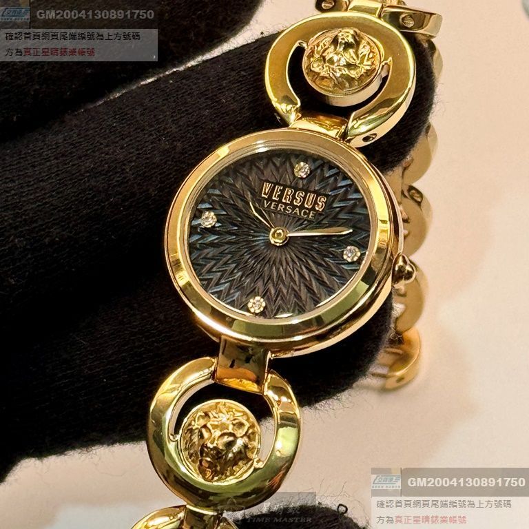 VERSUS VERSACE手錶，編號VV00378，28mm金色錶殼，金色錶帶款
