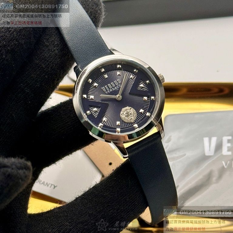 VERSUS VERSACE手錶，編號VV00386，34mm銀錶殼，深黑色錶帶款