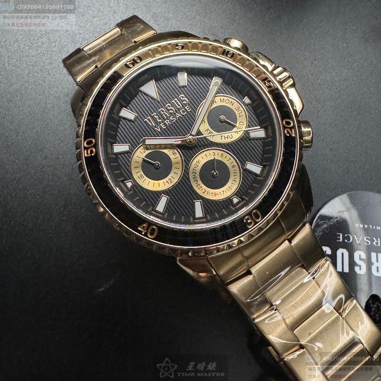 VERSUS VERSACE手錶，編號VV00398，46mm金色錶殼，金色錶帶款
