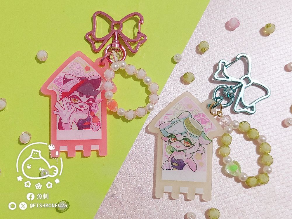 【Splatoon】シオカラーズ聯名機🩷💚夜光壓克力吊飾