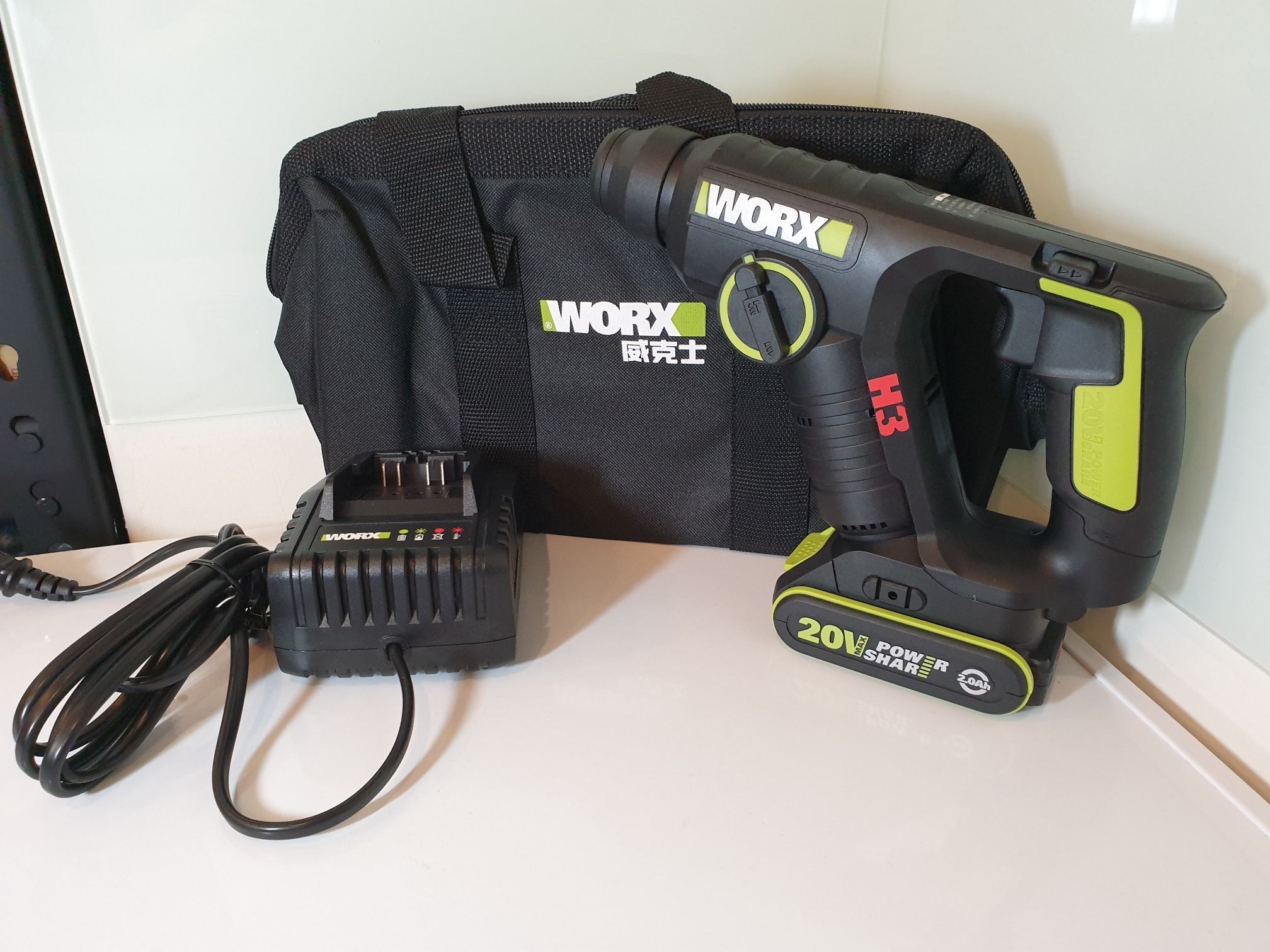 WORX 威克士 WU380 18MM 20V鋰電池電錘 + 2.0電池 + 充電器 + 小工具袋