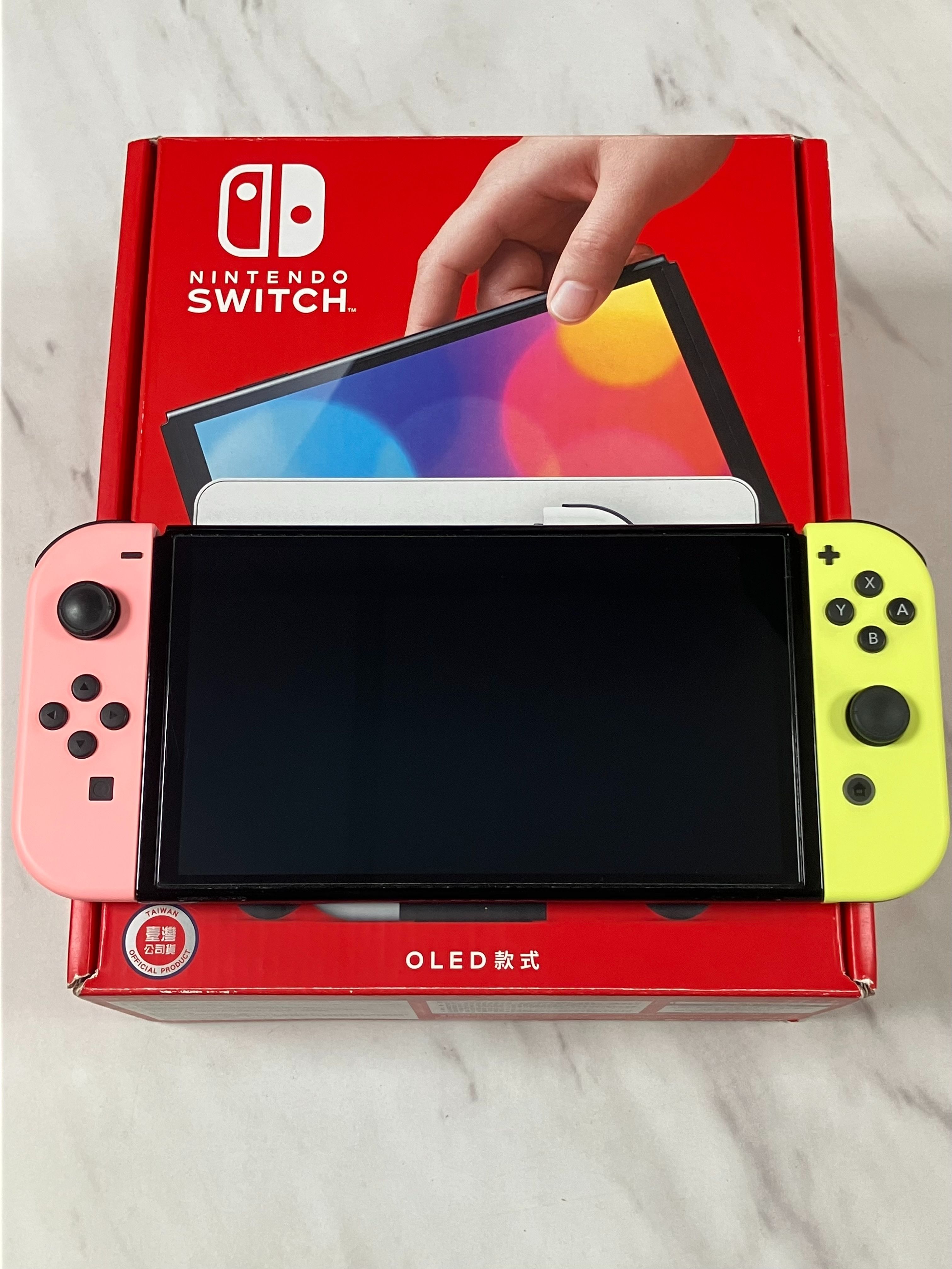 二手 switch oled 主機（粉黃）