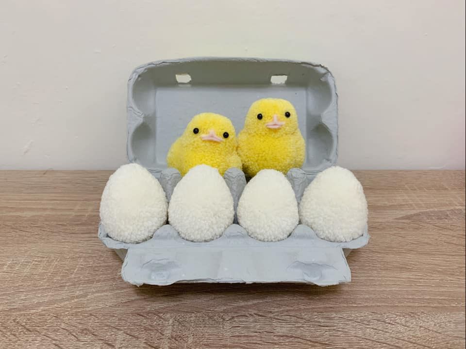 妞媽毛球課-蛋＆小雞材料包（1隻小雞+1顆蛋）