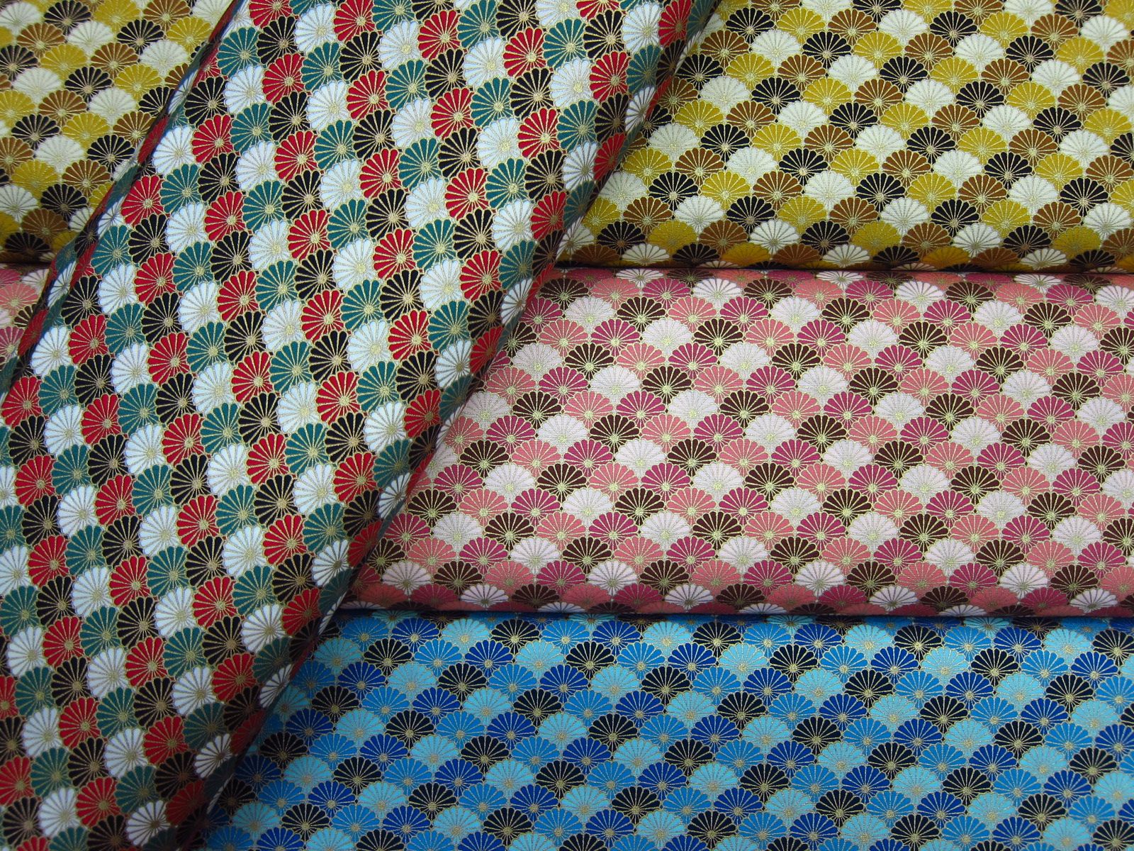 台灣製平織綿布-金蔥扇-紅綠、粉、藍、金黃-100%純綿、台灣製造