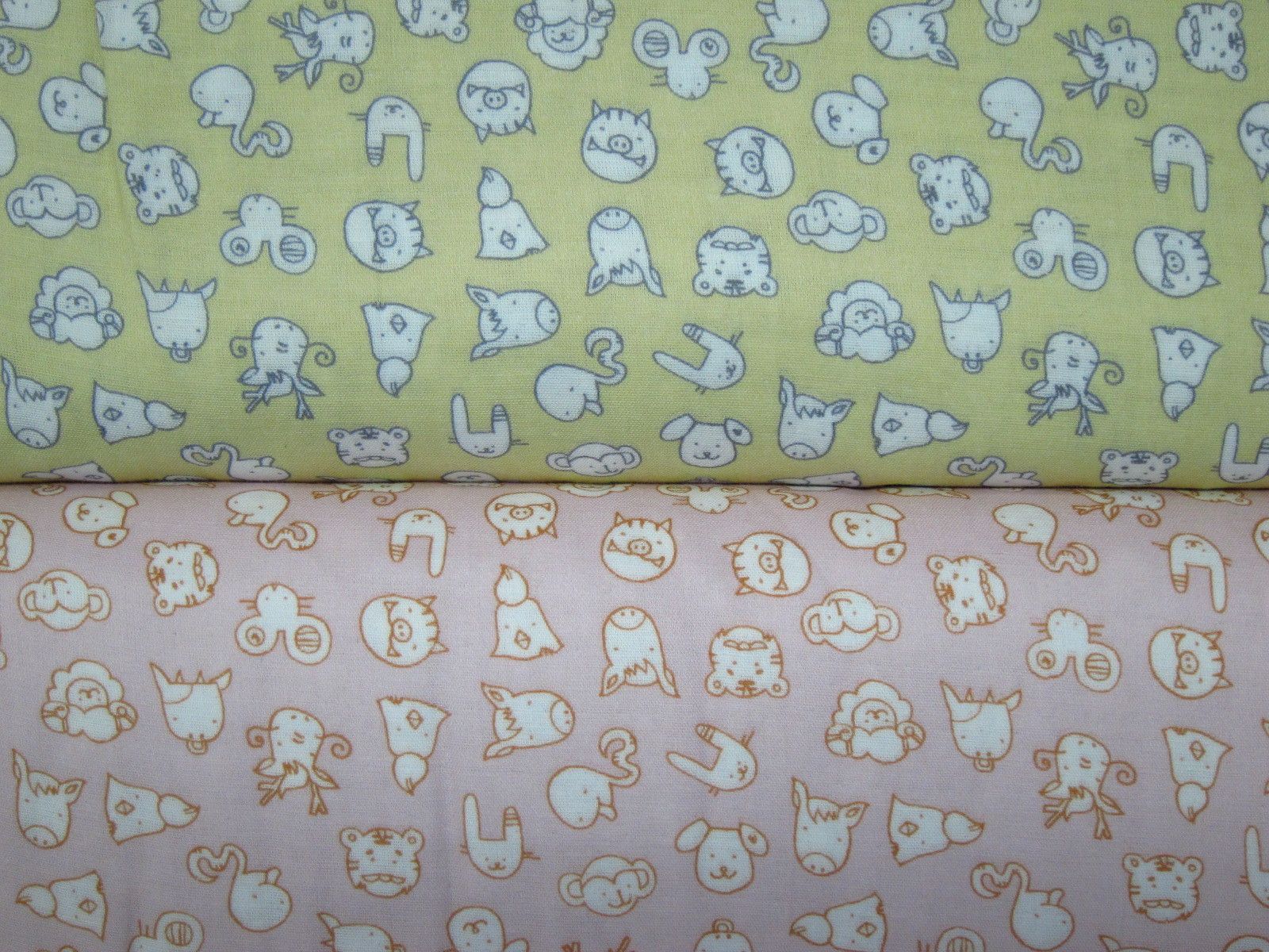 極度舒適數位印刷二重紗-可愛十二生肖-黃底、粉底-100%純綿、台灣製造