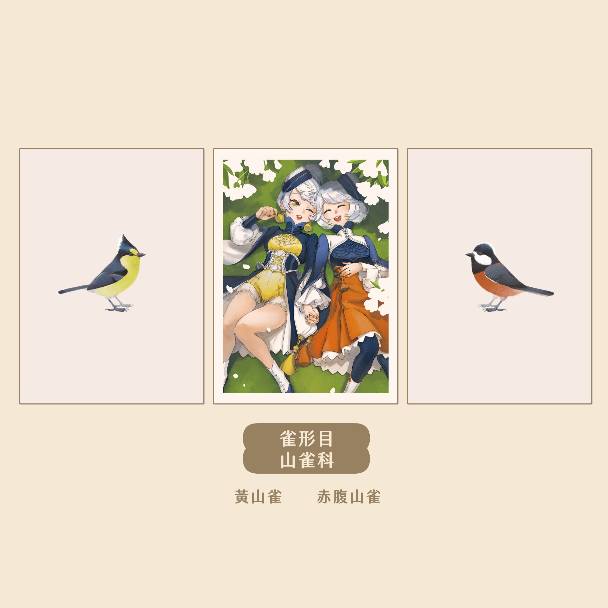 台灣鳥擬人：山雀明信片