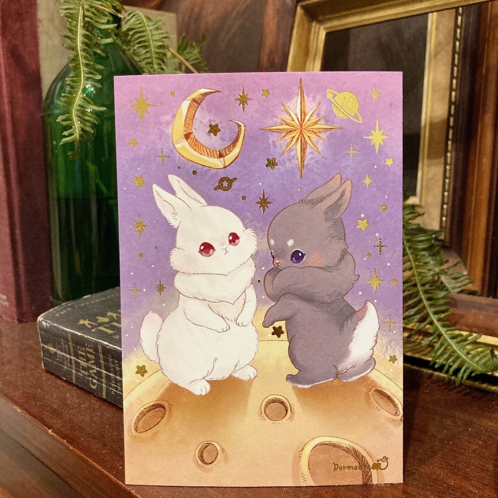 【黑白兔兔】燙銀明信片