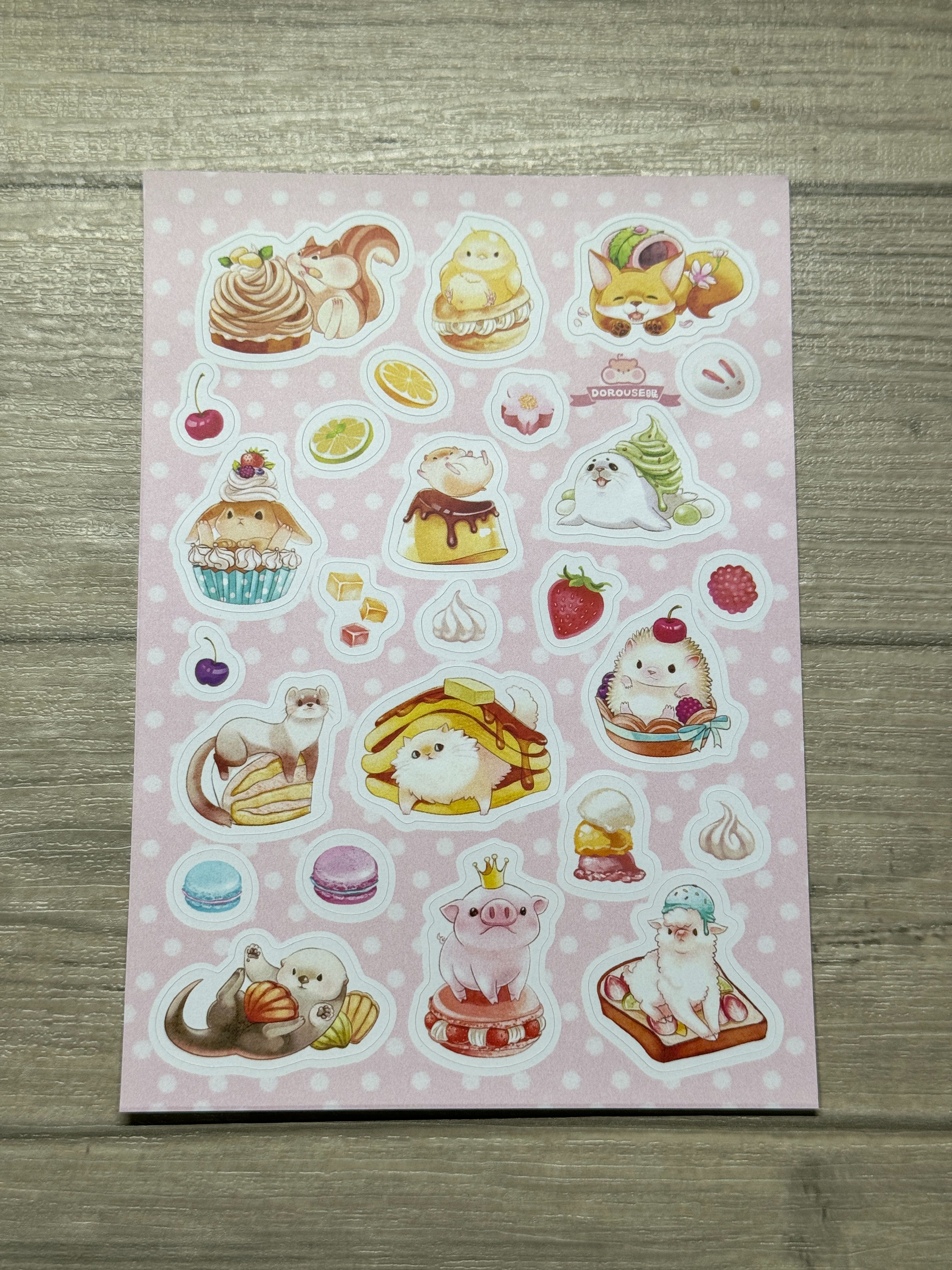 NEW【甜點小動物】銅版貼紙