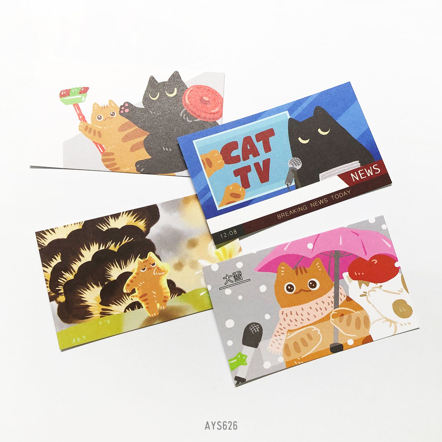 【現貨】貓貓新聞名片小卡/AYS牛皮貼紙組