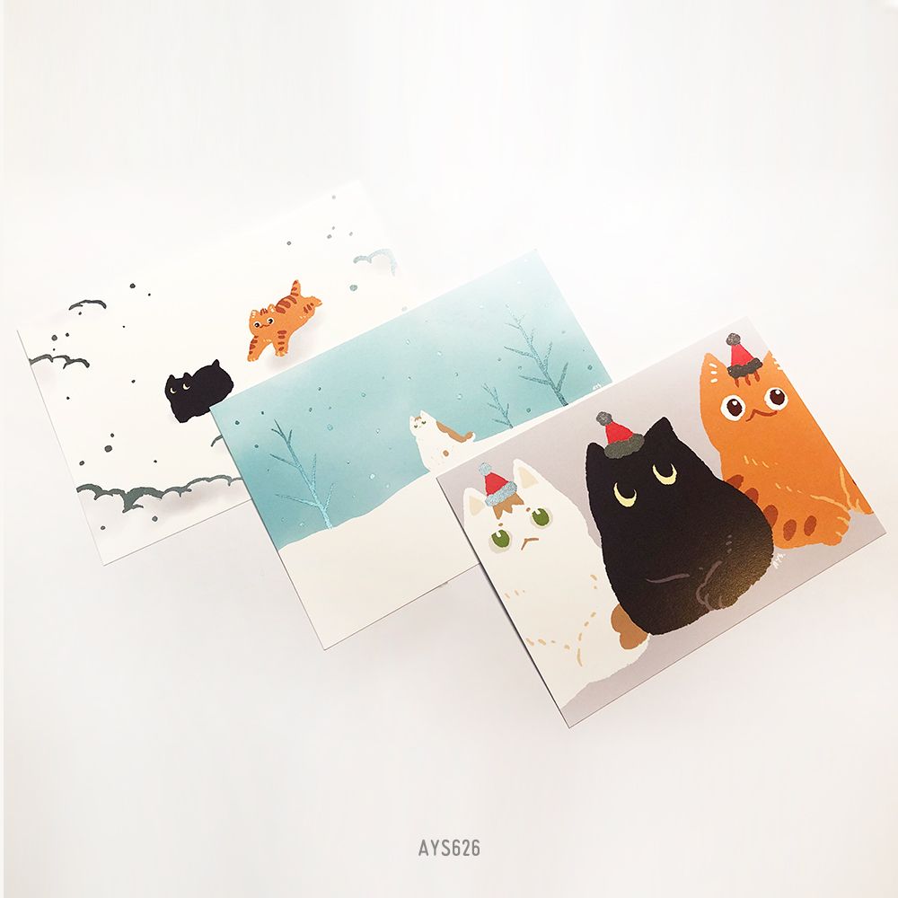 【現貨】冬季貓貓燙銀明信片