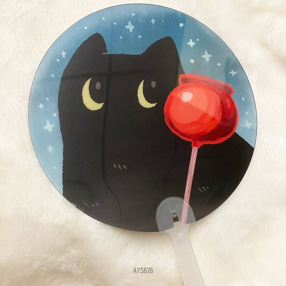 【現貨】黑貓夏夜透明扇子