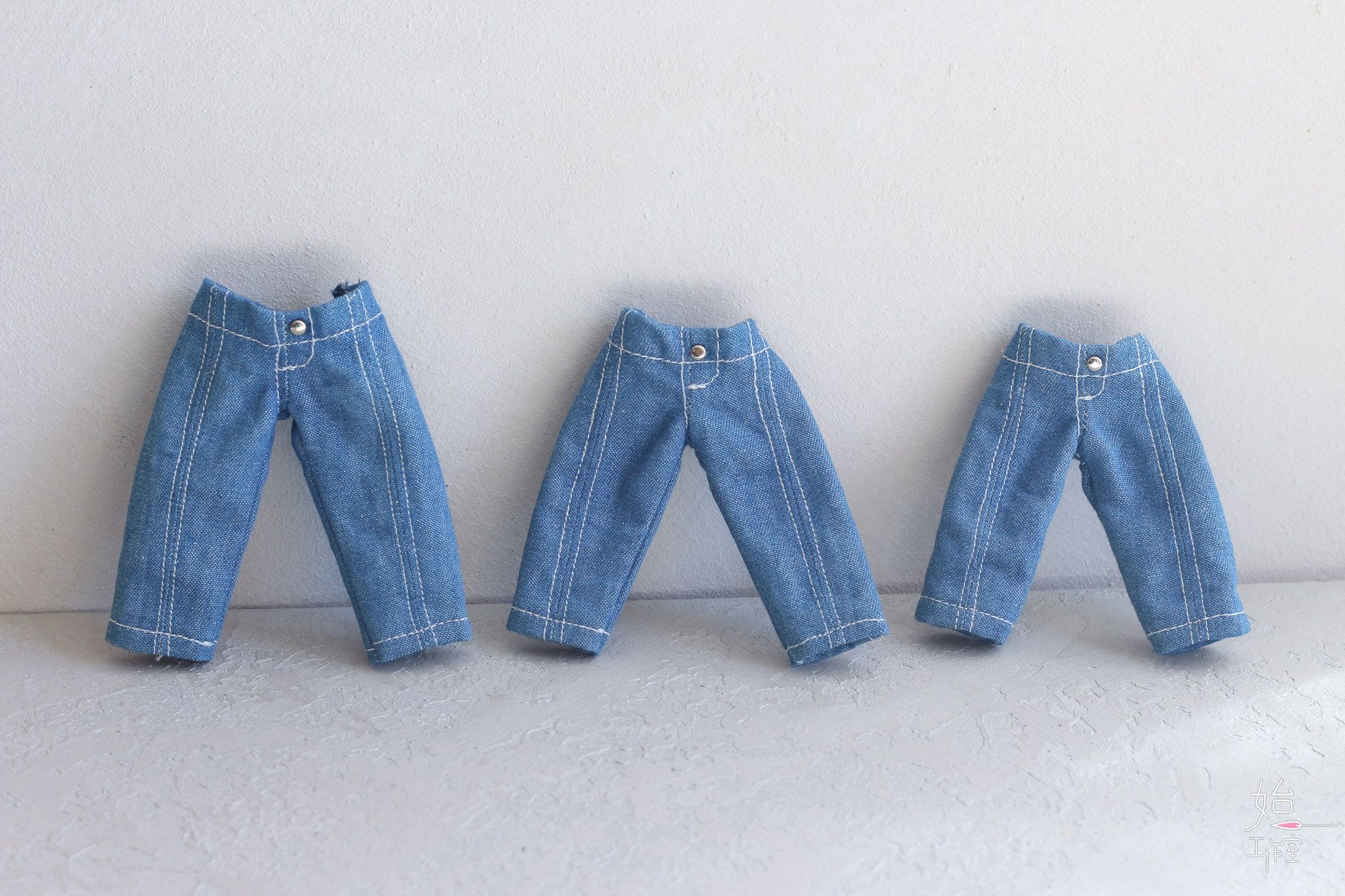 六片錐形牛仔褲-牛仔色（ob11/p10/Frog三尺寸）