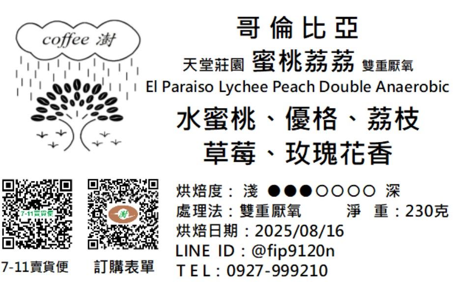 哥倫比亞 天堂莊園 雙重厭氧 蜜桃荔荔