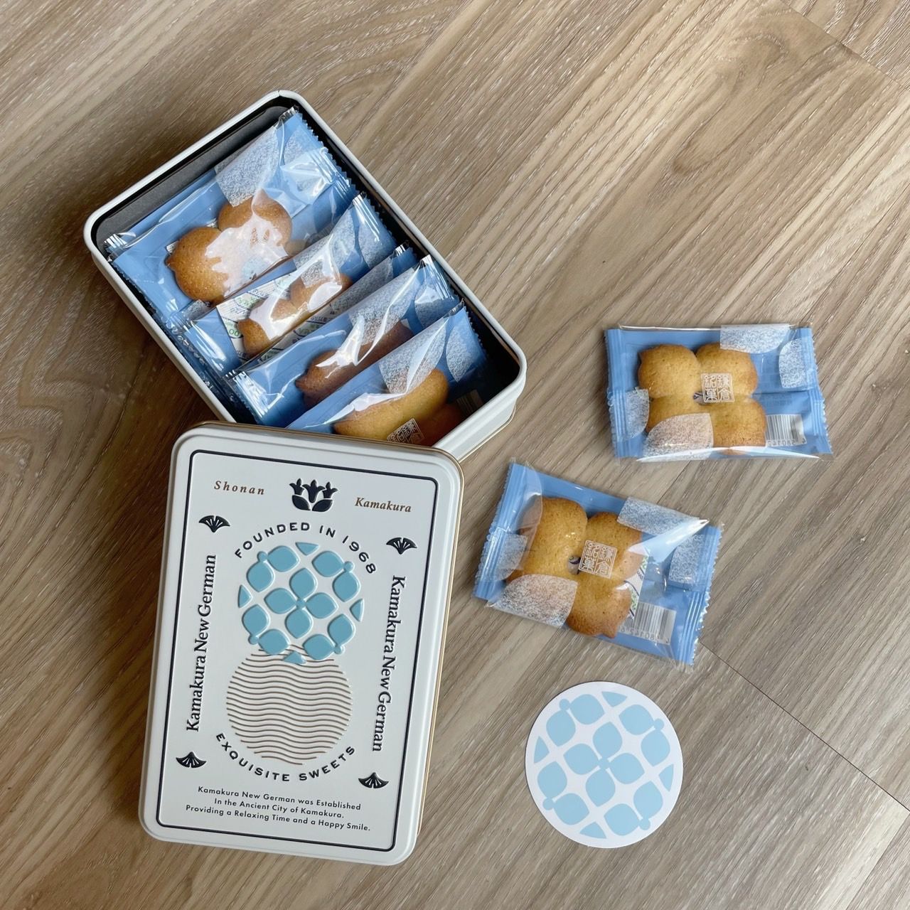 現貨 日本 鎌倉 繡球花質感鐵盒餅乾（10枚入）