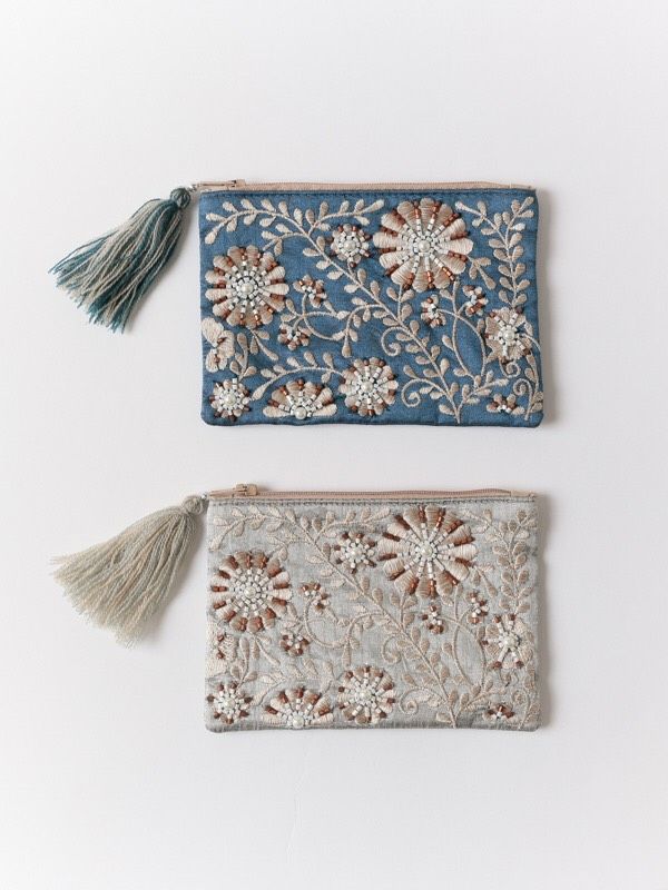 印度製 花卉刺繡珠珠收納包（小款）