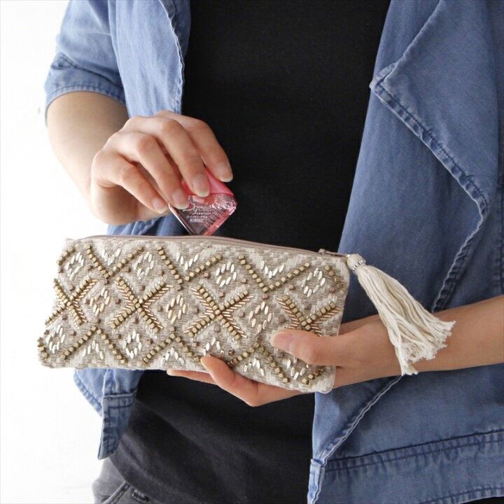 印度製 刺繡珠珠收納包（筆袋款）（預購）