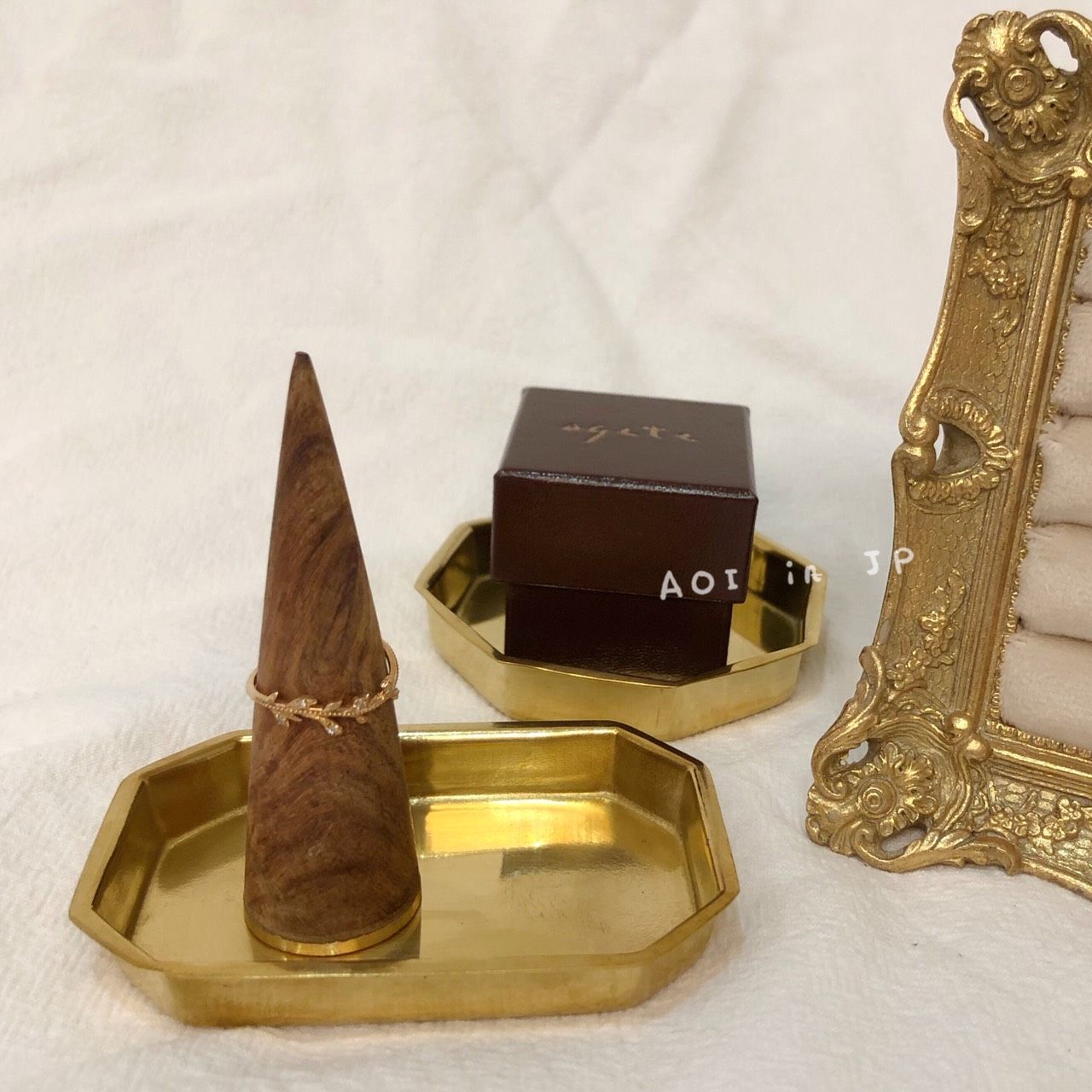 印度製 木質戒指收納架