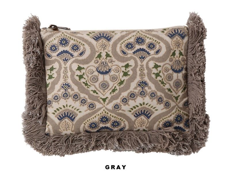 度製 手工木板染色印花流蘇化妝包