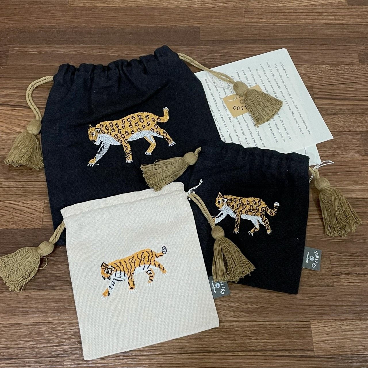 花豹/老虎刺繡束口袋 S/L Size