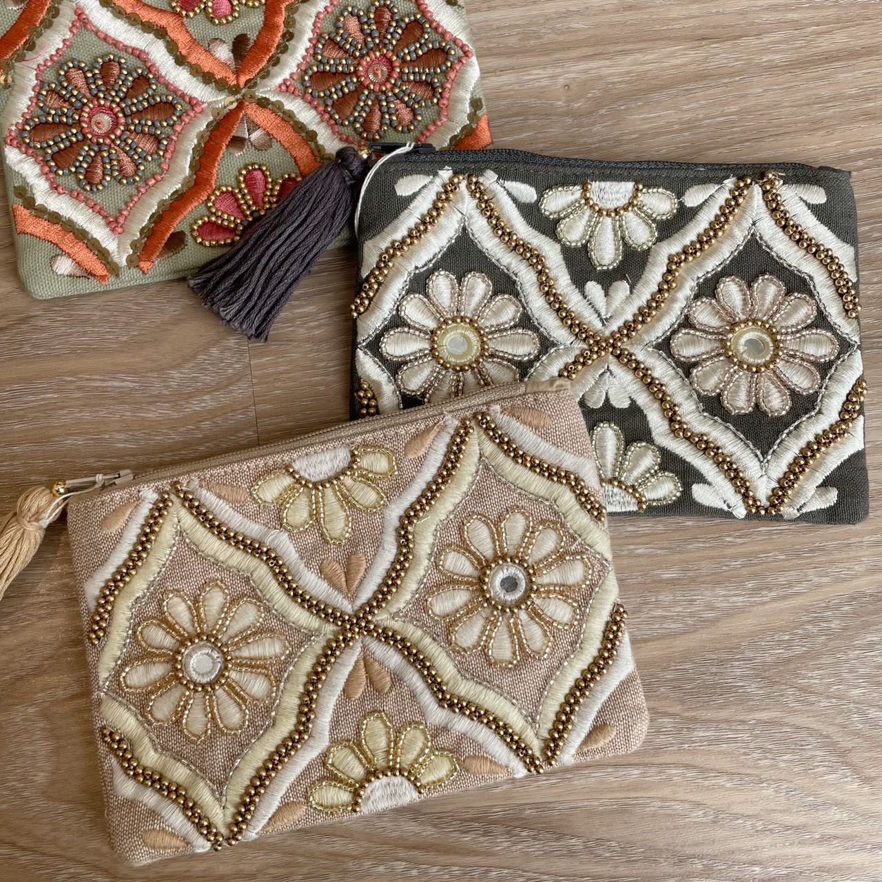 印度製 手工刺繡珠珠收納包