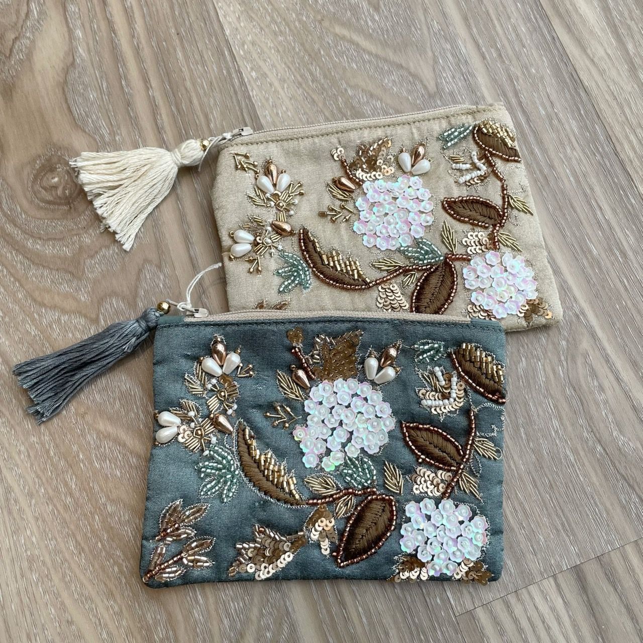 印度製 手工花草刺繡珠珠收納包