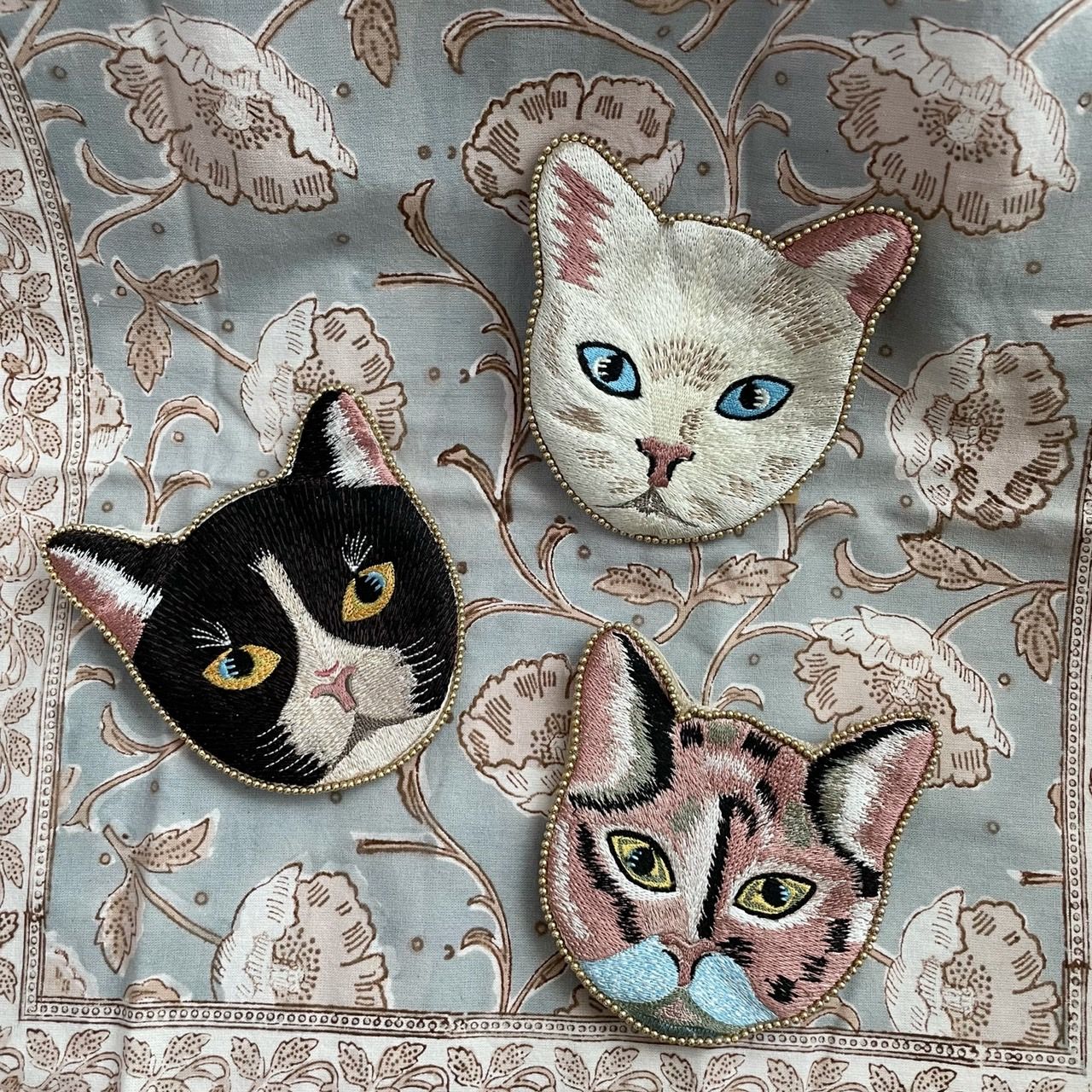 印度製 貓咪刺繡大頭零錢包