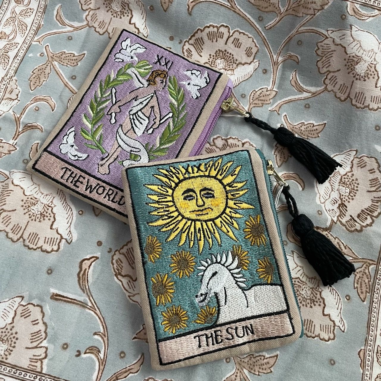 印度製 精緻塔羅牌造型刺繡收納小包