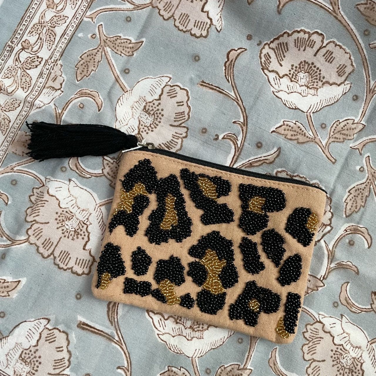 印度製 動物紋珠飾化妝包