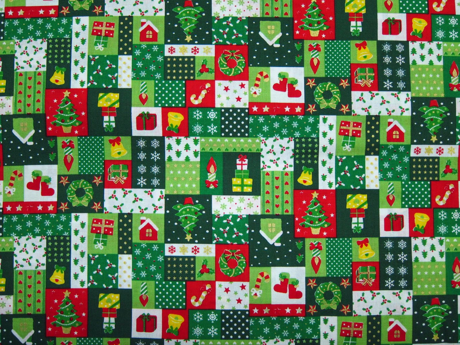日本進口平織綿布-溫馨聖誕節-深綠、淺綠、黑-100%純綿、日本製造
