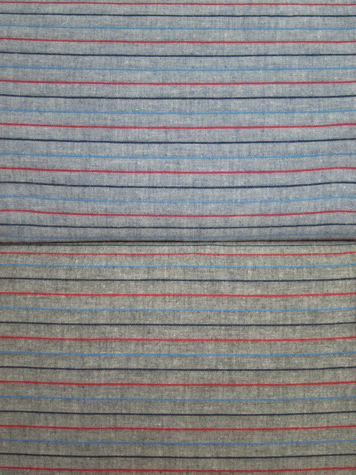 日本進口先染布-藍紅細織條-淺灰底、深灰底-100%純綿、日本製造