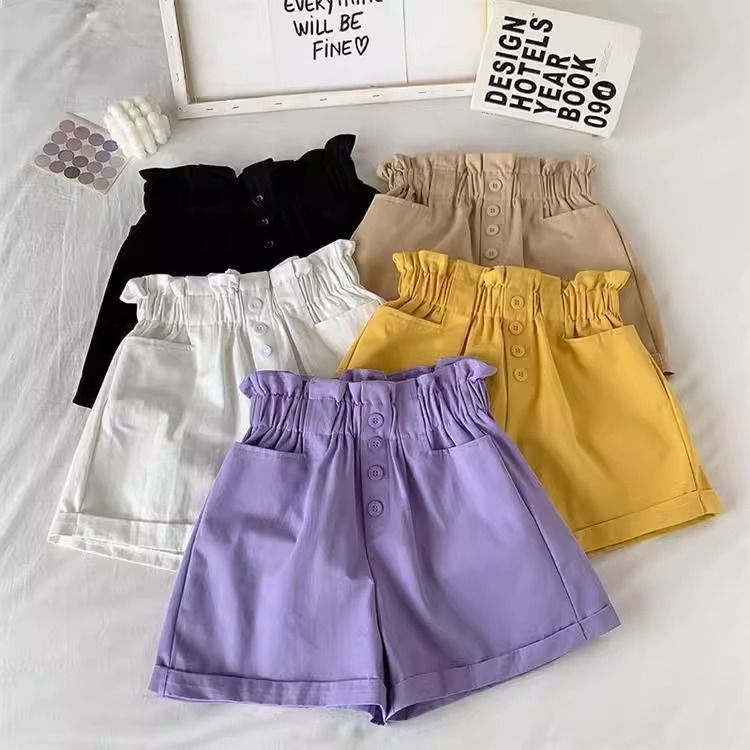 女童高腰闊腿短褲