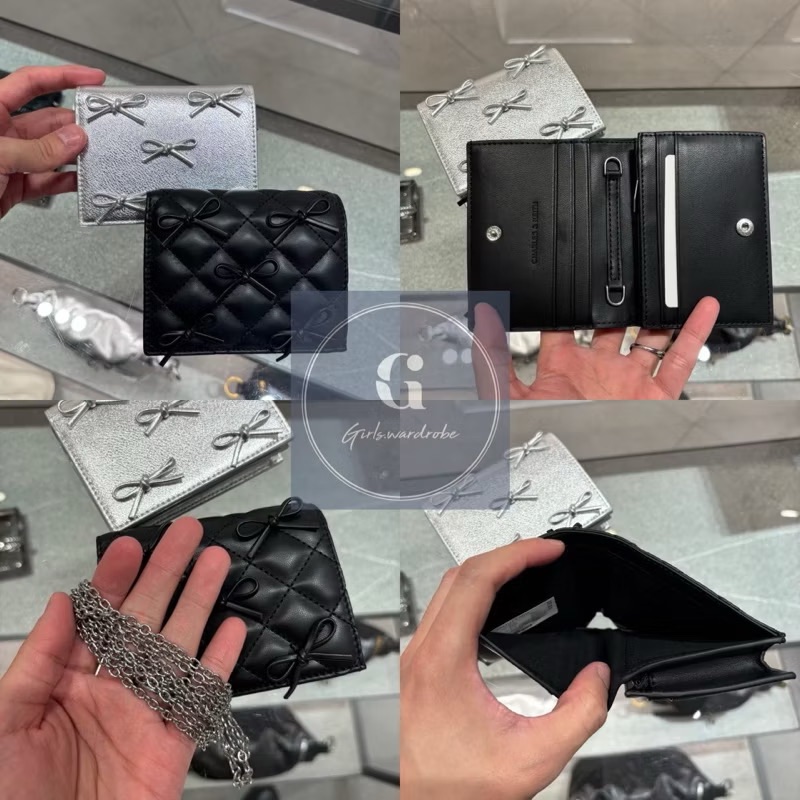 【𝐆𝐢𝐫𝐥𝐬.𝐖𝐚𝐫𝐝𝐫𝐨𝐛𝐞新加坡小CK正品代購】最新蝴蝶結/毛絨系列短夾附鍊條