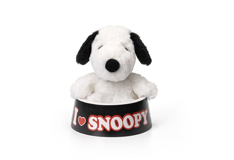 寵物專用碗~Snoopy 黑色狗碗+玩偶