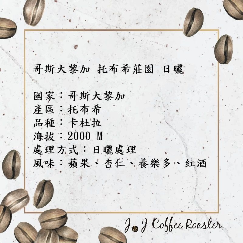 哥斯大黎加托布希莊園 卡杜拉 日曬處理