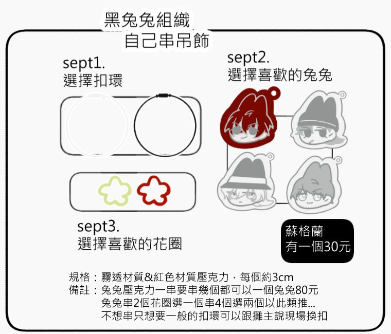 ＜黑兔兔組織自己串吊飾＞ 請詳閱商品描述