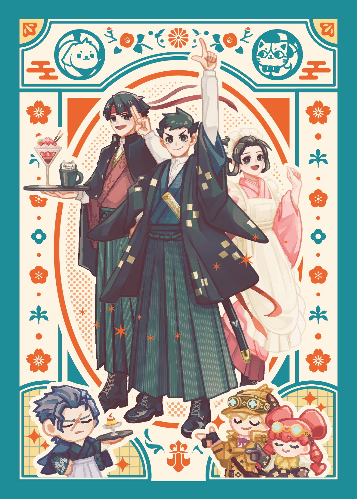 【大逆轉裁判】合作咖啡廳主題 雙燙明信片