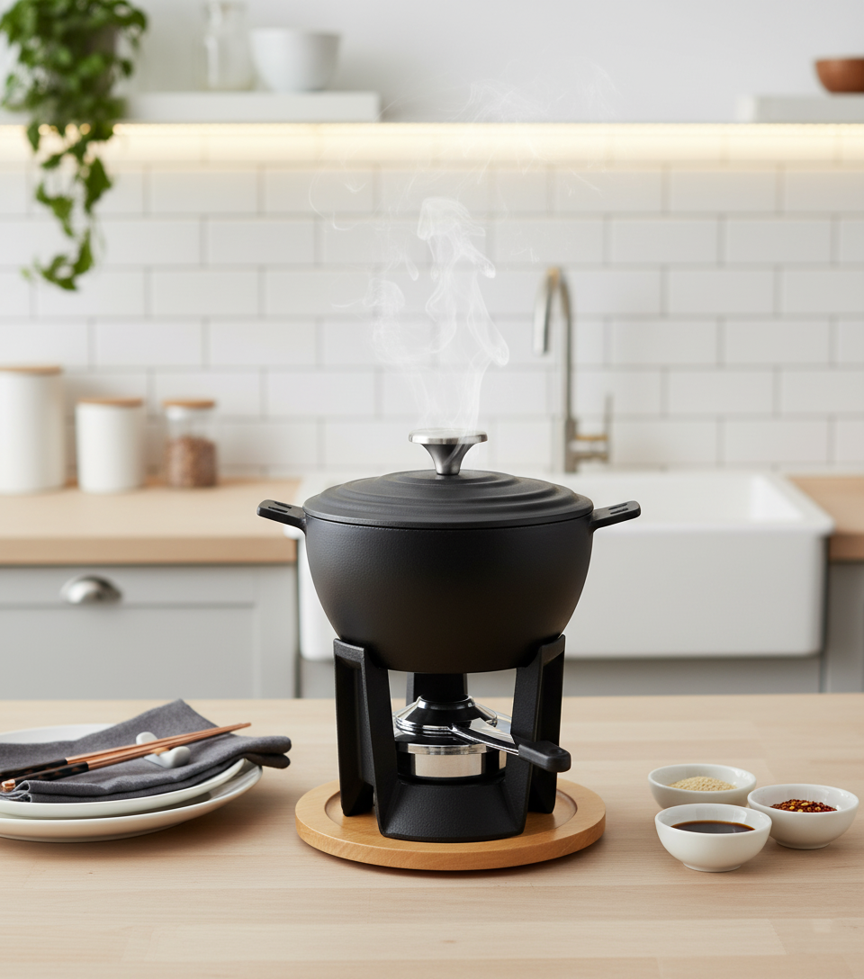 5件一套高級鑄鐵霧黑琺瑯個人專用小火鍋【特價優惠】