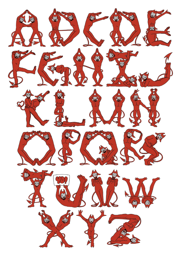 （ 原創 ）ABC小惡魔 RISO海報 A3