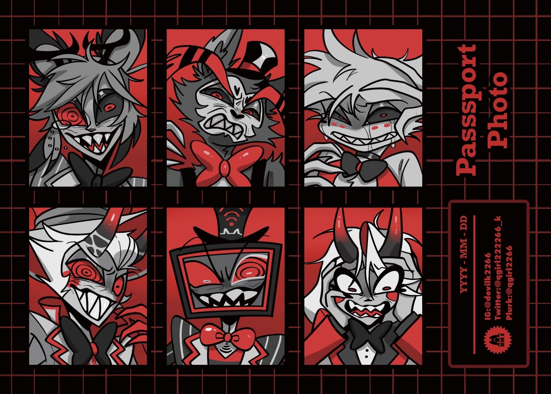 [ 預購9月底~10月初出貨 ]（ 二創 ）Hazbin Hotel 證件照貼紙